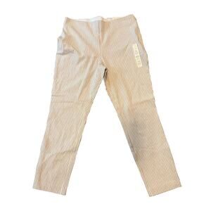 A New Day Pants Womens 10 Beige White Striped Stretch High Rise Ankle Skinny Leg